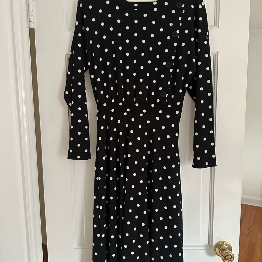 Elegant Black and White Polka Dot Dress